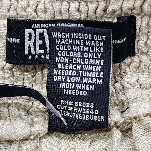 Rewash Pants Womens L Tan Khaki Linen Blend Pull On Wide Leg Casual Pockets - Picture 8 of 13